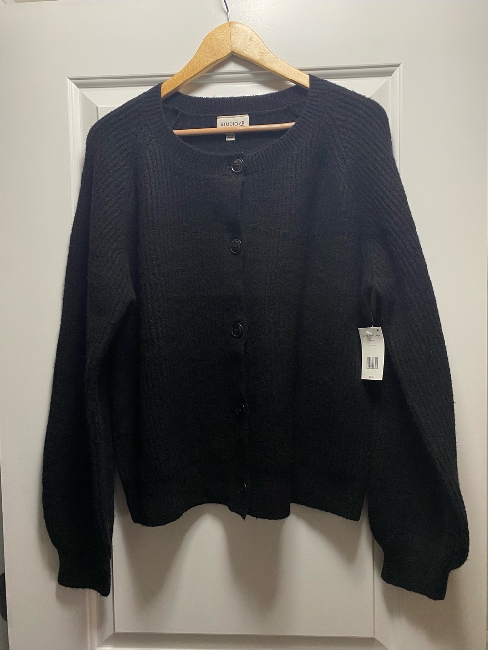 NWT Studio B by Bobeau Wool Blend Button Up Black Cardigan L